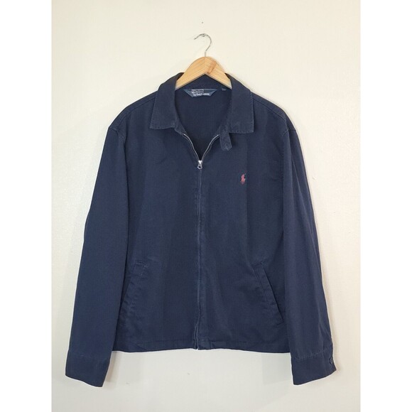 Ralph Lauren Other - Polo Ralph Lauren Mens XL Navy Blue Cotton Harrington Jacket Red Logo Vintage